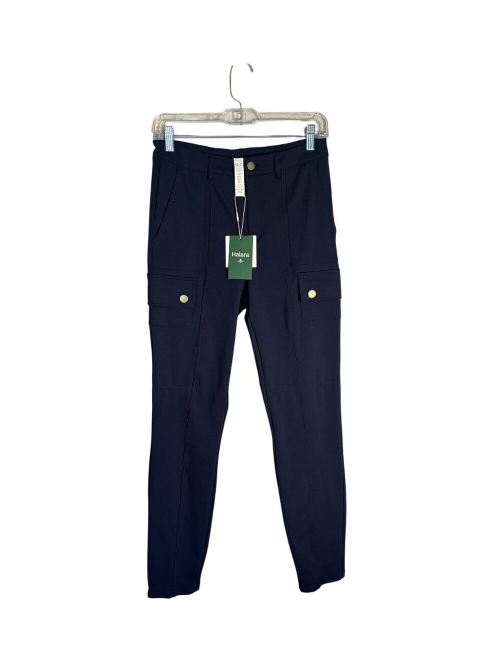 Navy DayStretch High Waisted Zipper Pockets Solid Slim Hiking Size M Cargo Pants - Picture 2 of 14